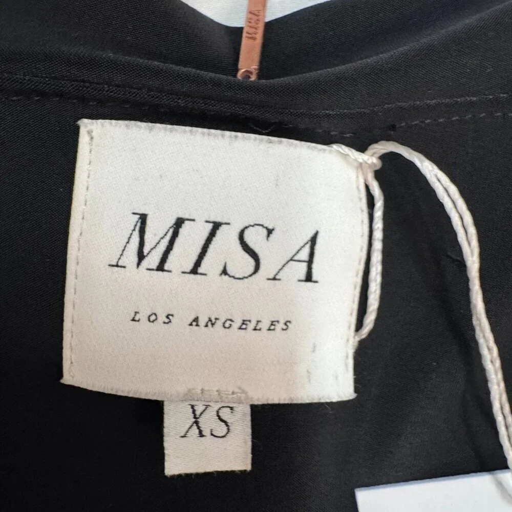 MISA Los Angeles Black Draped Mini Dress XS NWT Twist Front
